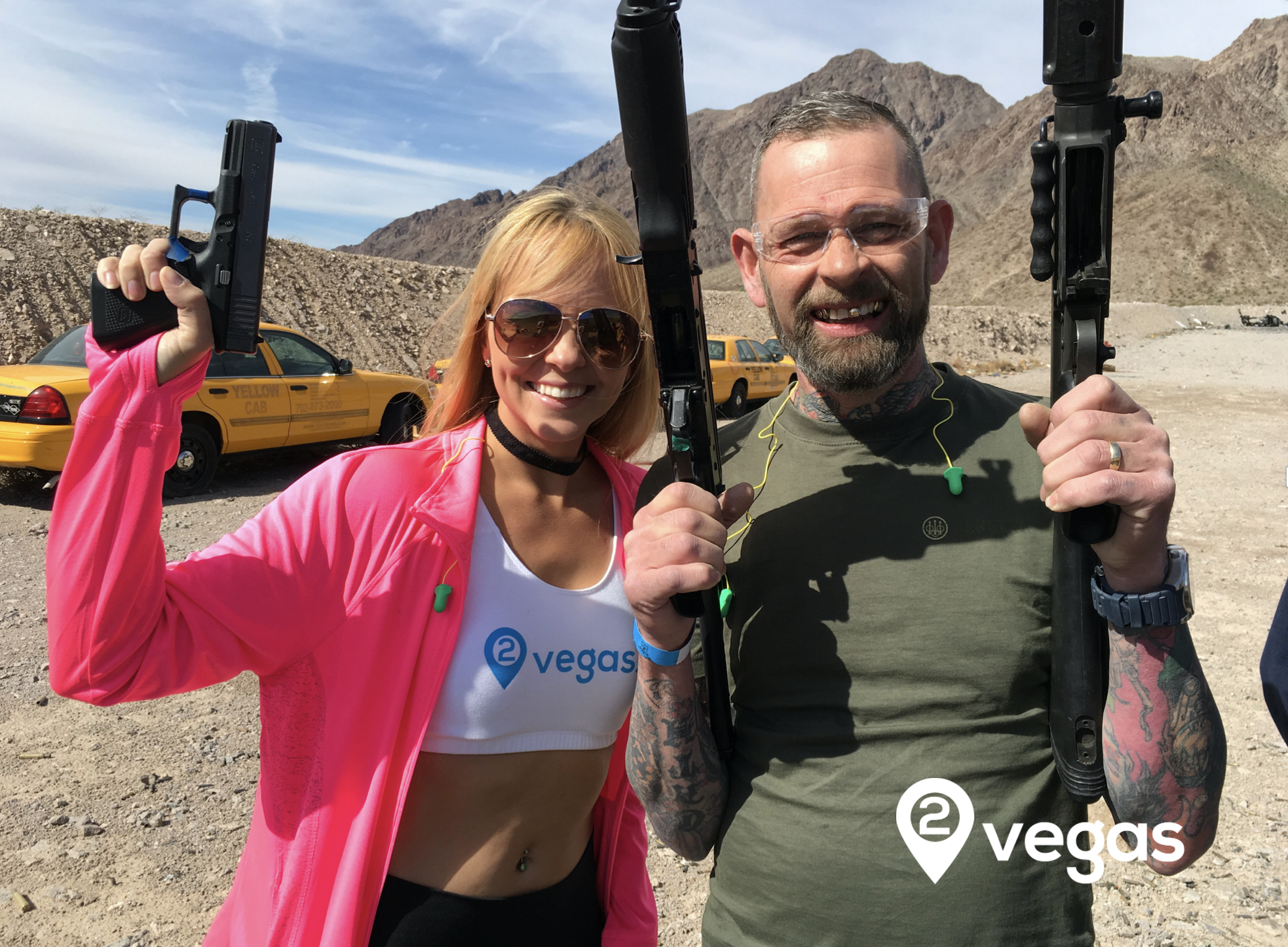 Guest firing during the 3 Gun Starter Desert Shooting package with Team 2Vegas